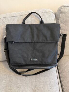 Zwei Black Canvas & Leather Trim Messenger Bag - Crossbody